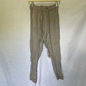 ReVamped beige tan linen rayon pants comfortable casual pockets lightweight
